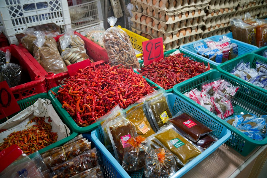 Tropical spices at market.